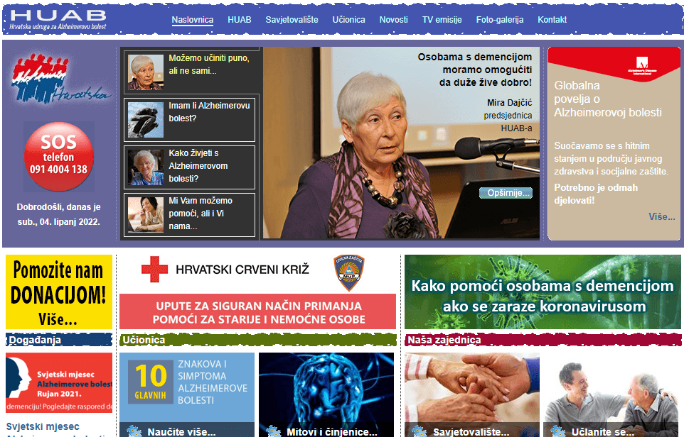 Hrvatska udruga za Alzheimerovu bolest | screenshot: službene stranice HUAB-a