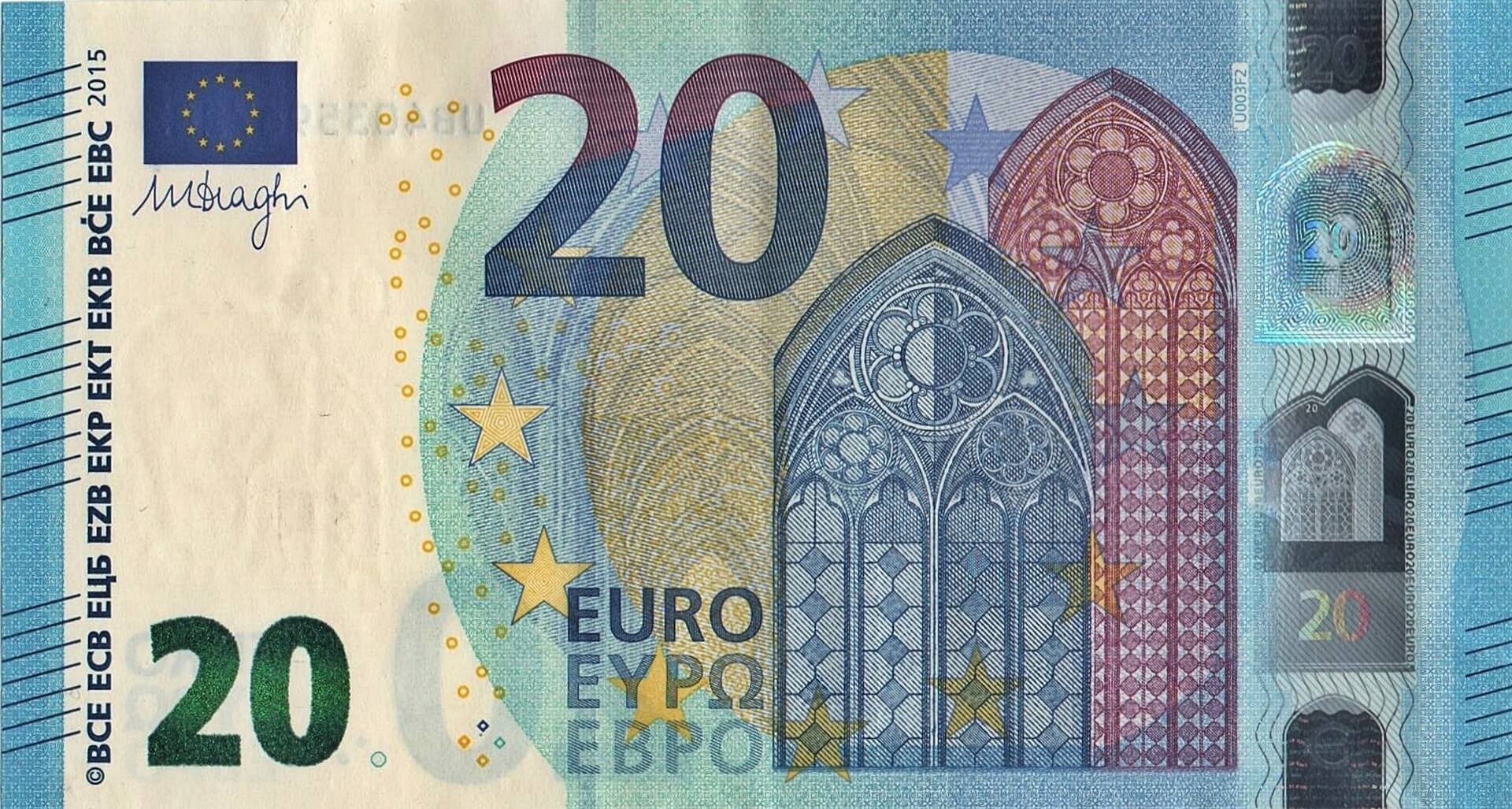 Euronovčanica od 20 eura. 