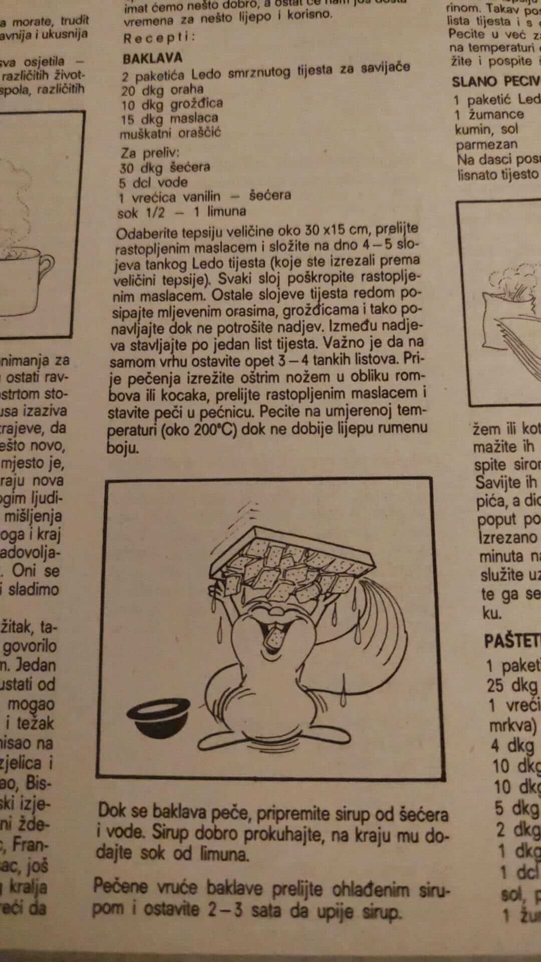 recept za baklavu iz telefonskog imenika