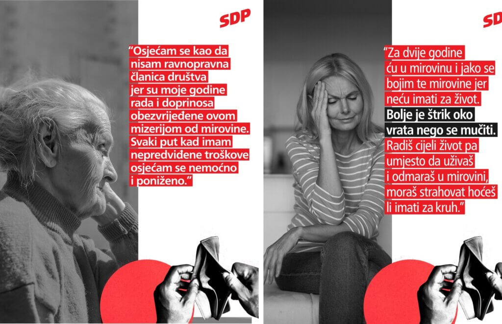 Plakati SDP-a s izjavama umirovljenika | Facebook