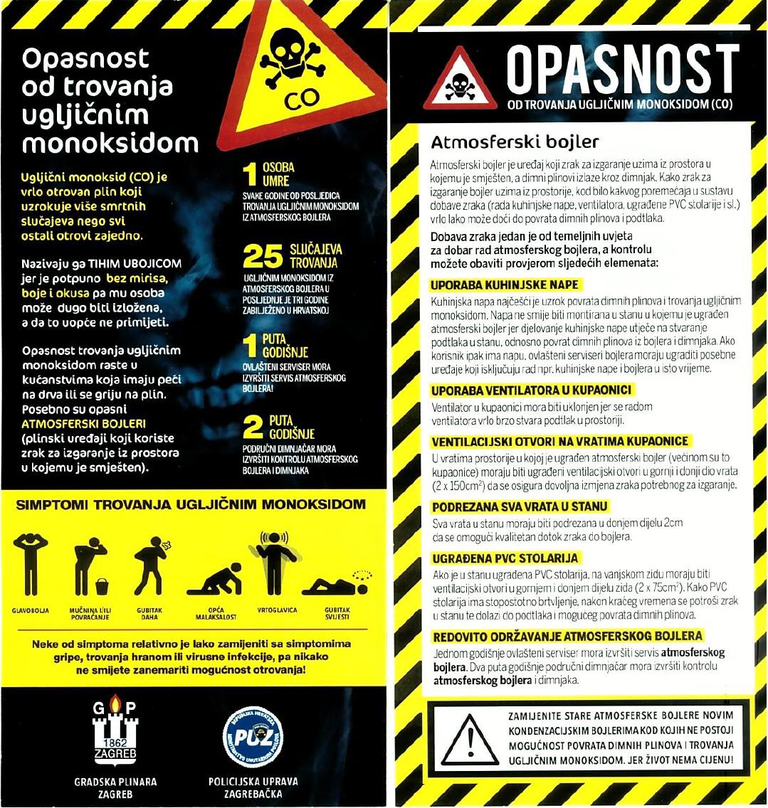 Opasnost od trovanja ugljičnim monoksidom | MUP