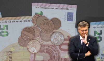 premijer Andrej Plenković i euri u pozadini