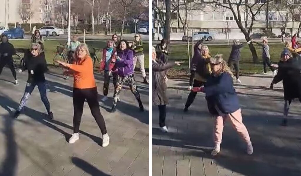 Umirovljenici vježbaju u parku