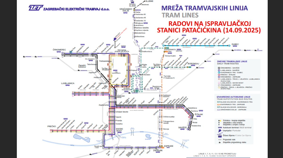 ZET, izmijenjena mreža tramvaja