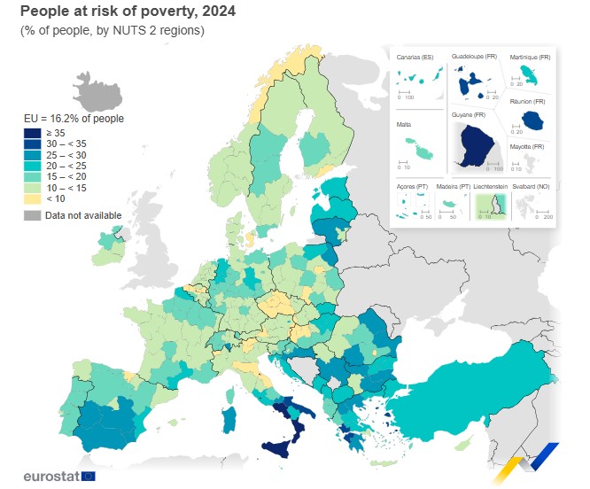 Karta siromaštva po regijama diljem EU-a | Eurostat