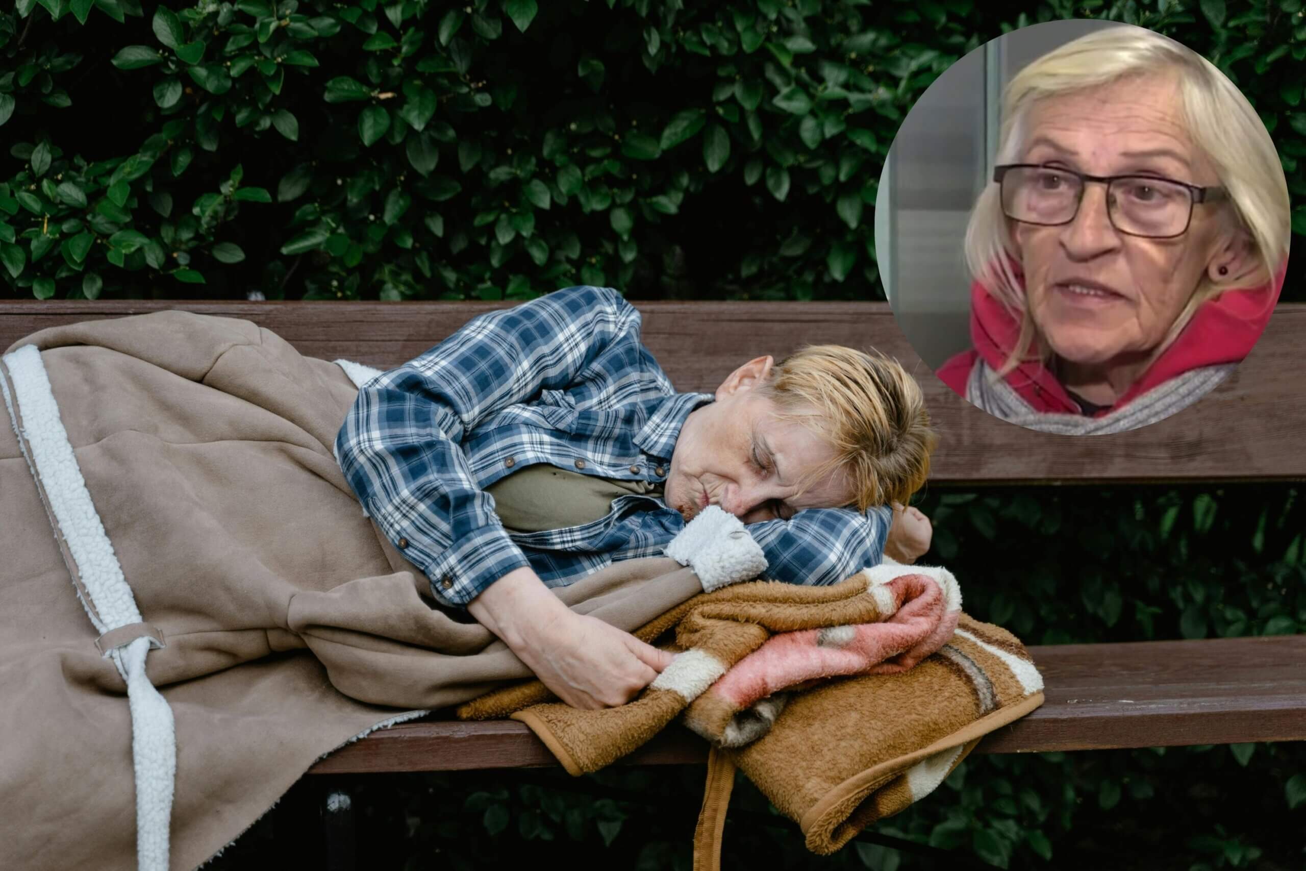 Beskućnica Mirjana (Snimak zaslona HRT)/ Beskućnica na klupi/Pexels