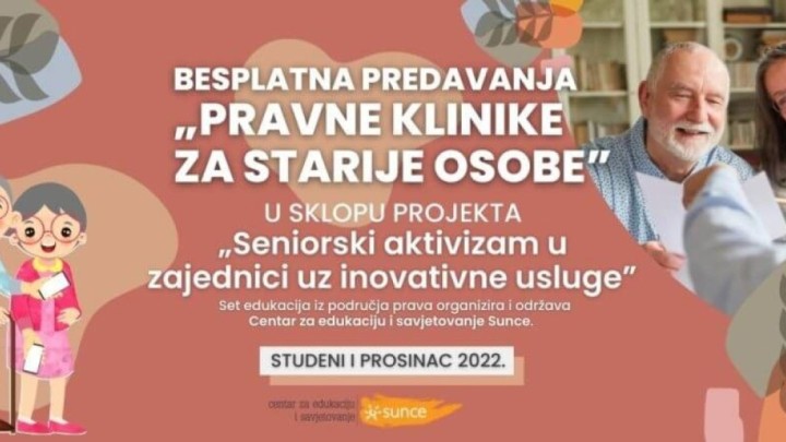 U studenome i prosincu se održavaju zanimljiva i besplatna predavanja 'Pravne klinike za starije osobe'