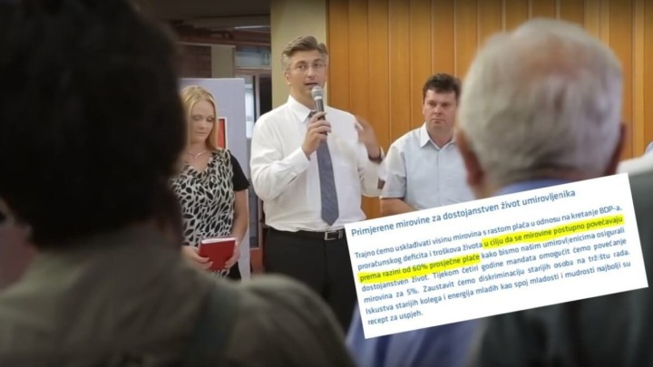 HDZ je u predizbornom programu obećao udio mirovine u prosječnoj plaći od 60 posto