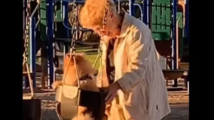 [VIDEO] Pogledajte baku kako ljulja svog psa na dječjem igralištu