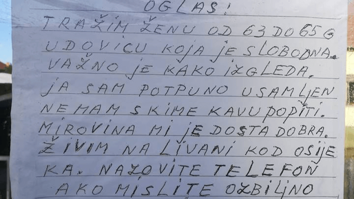 Umirovljenik traži ženu, ima velike planove za nju: "Potpuno sam usamljen, nemam s kime kavu popiti"