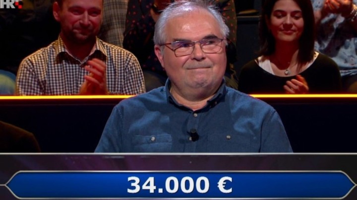 Umirovljenik se proslavio u Milijunašu: Otvorio 14. pitanje i kući odnio 34.000 eura