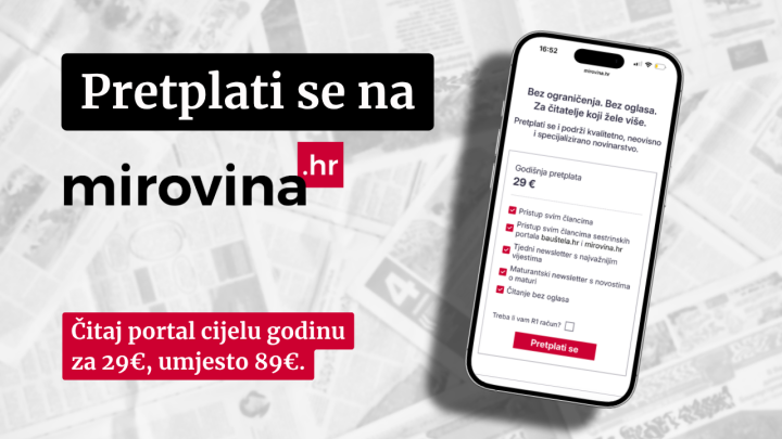 Čitajte bez reklama: Iskoristite popust za godišnju pretplatu na mirovina.hr